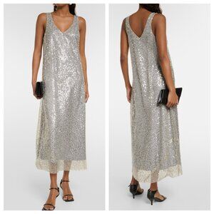 Vince Lucite Sequined Metallic Slip Long Dress